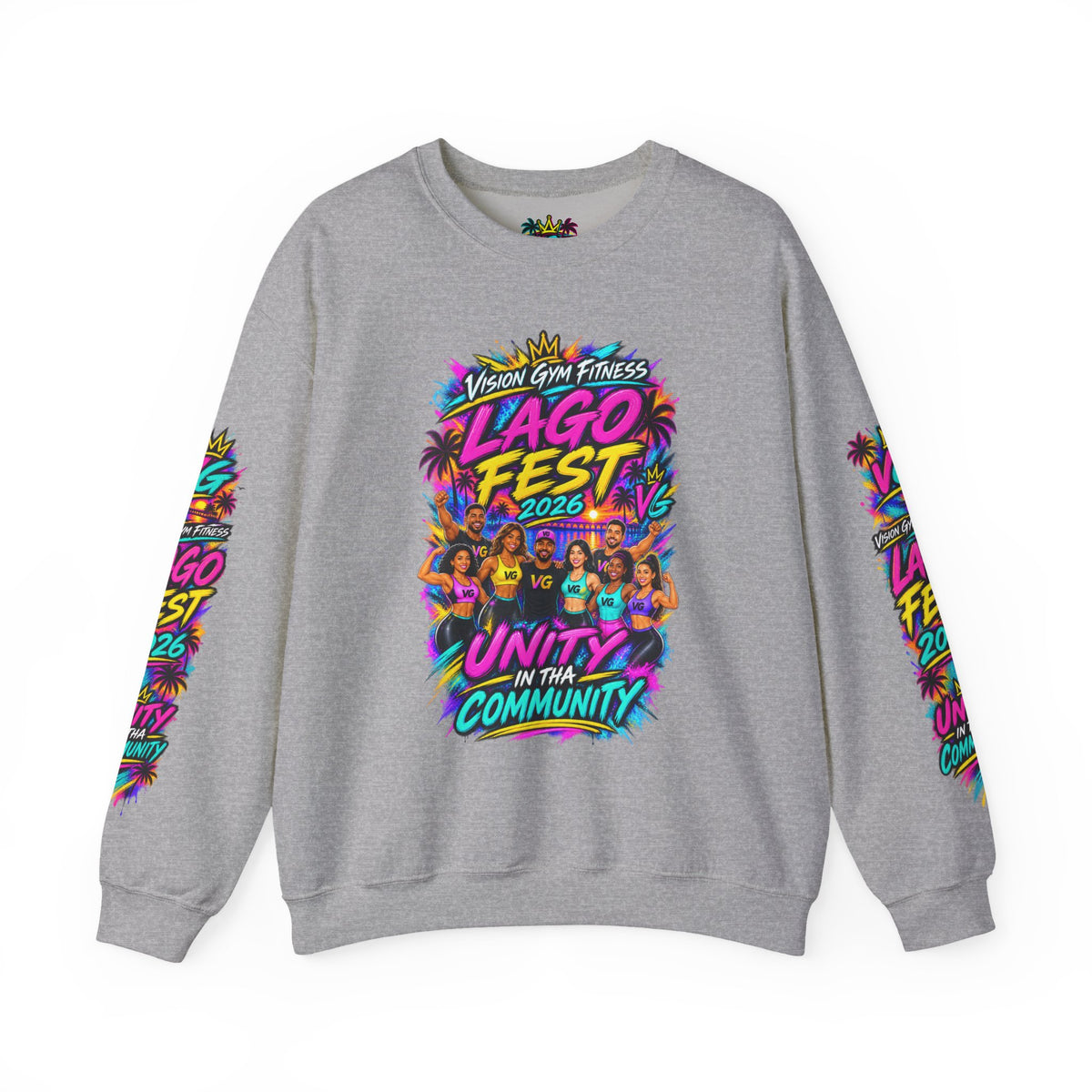 Crewneck Sweatshirt - Lago Fest Unity Neon Floral Graphic