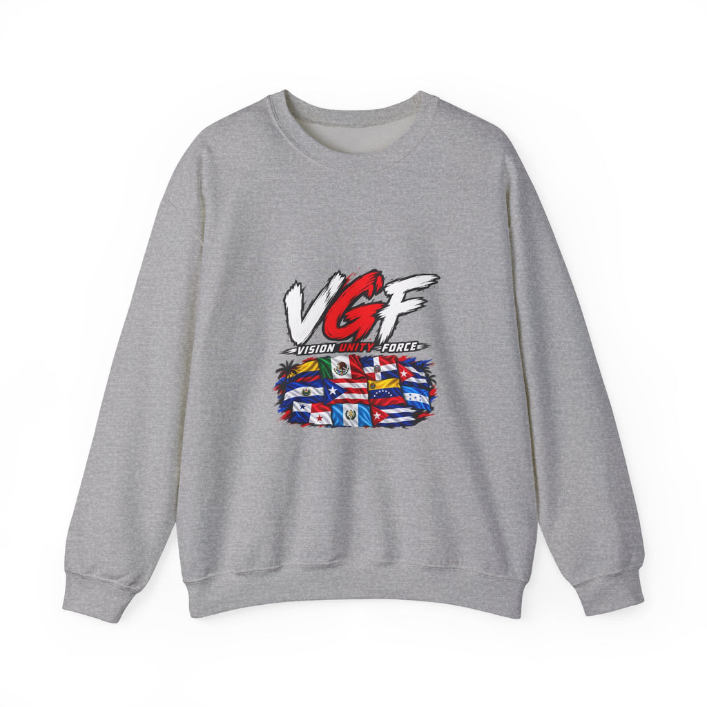 VG Fantasy Flag Crewneck Sweatshirt — VGF Logo with International Flag Collage