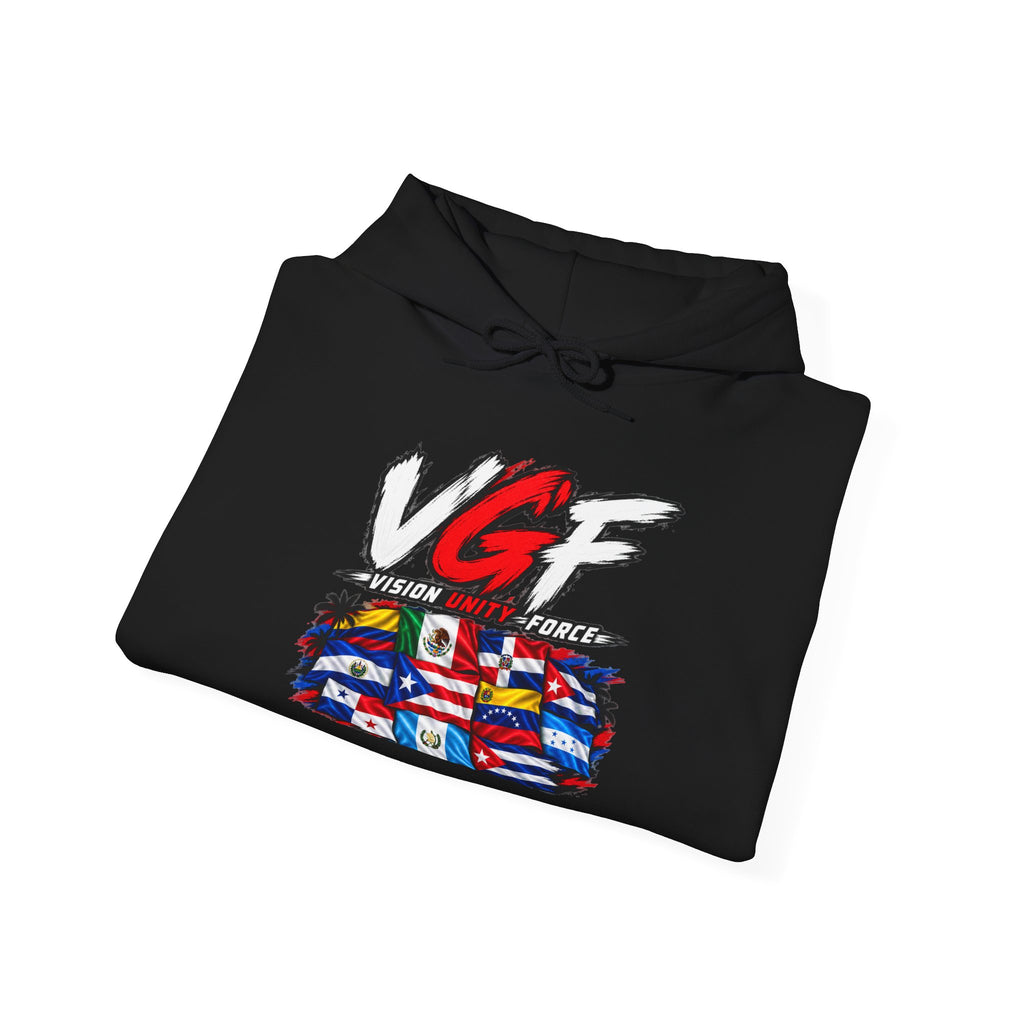 Unity Community Hoodie — VGF Flag Collage Graphic Hooded Sweatshirt