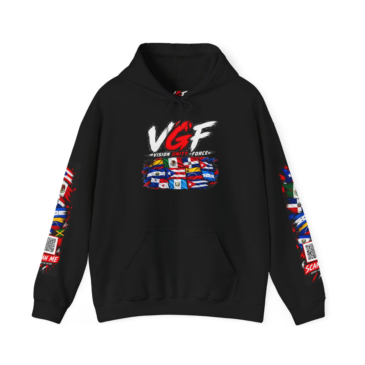 Unity Community Hoodie — VGF Flag Collage Graphic Hooded Sweatshirt