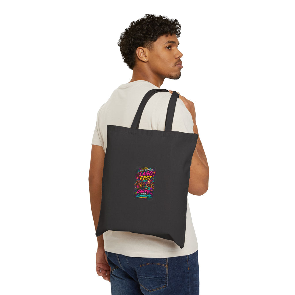 Festival Floral Tote Bag — 'LAGO FEST' Cotton Canvas Market Bag