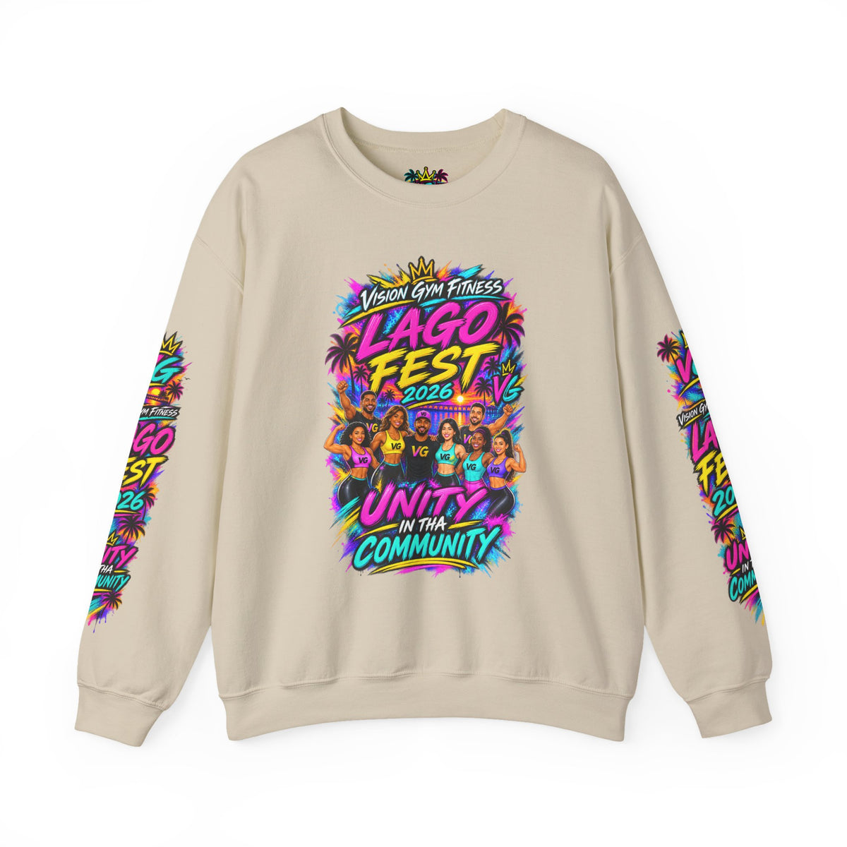 Crewneck Sweatshirt - Lago Fest Unity Neon Floral Graphic