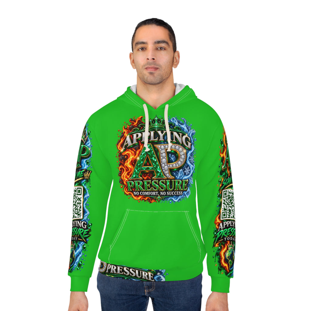 Applying Pressure Hoodie — Motivational Fire & Water Graphic Pullover