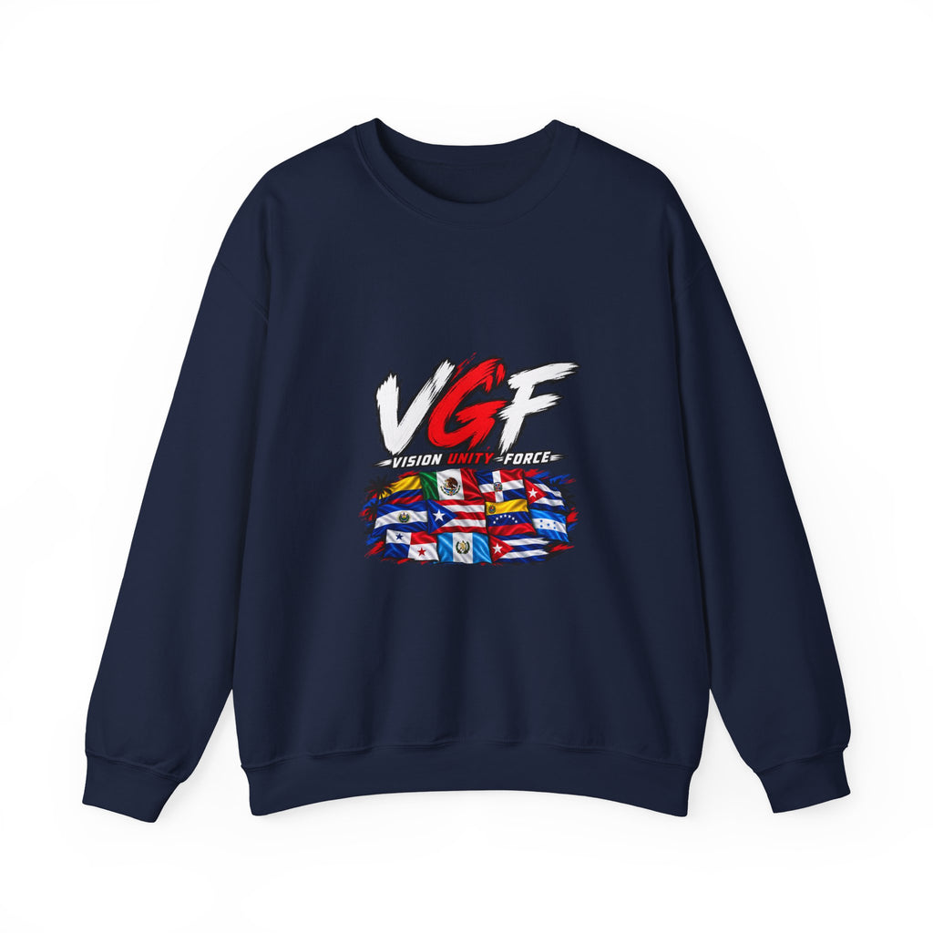 VG Fantasy Flag Crewneck Sweatshirt — VGF Logo with International Flag Collage