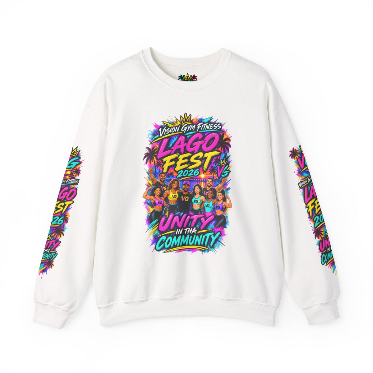Crewneck Sweatshirt - Lago Fest Unity Neon Floral Graphic