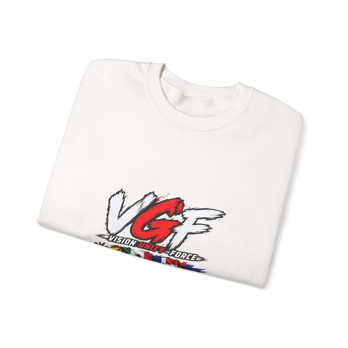 VG Fantasy Flag Crewneck Sweatshirt — VGF Logo with International Flag Collage