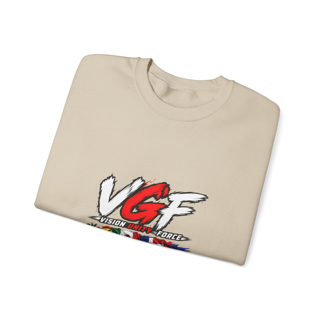 VG Fantasy Flag Crewneck Sweatshirt — VGF Logo with International Flag Collage