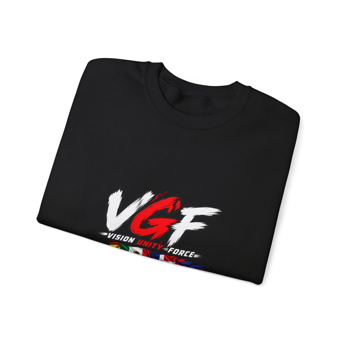 VG Fantasy Flag Crewneck Sweatshirt — VGF Logo with International Flag Collage