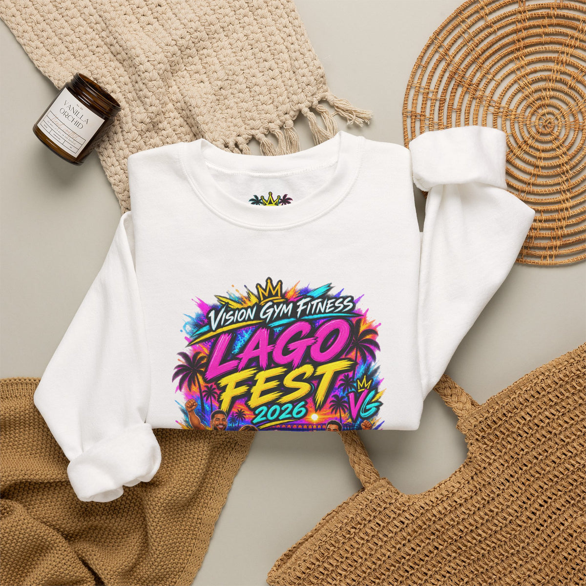Crewneck Sweatshirt - Lago Fest Unity Neon Floral Graphic