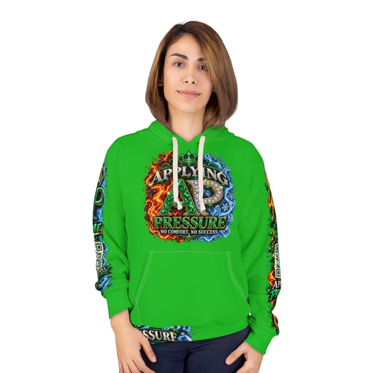 Applying Pressure Hoodie — Motivational Fire & Water Graphic Pullover