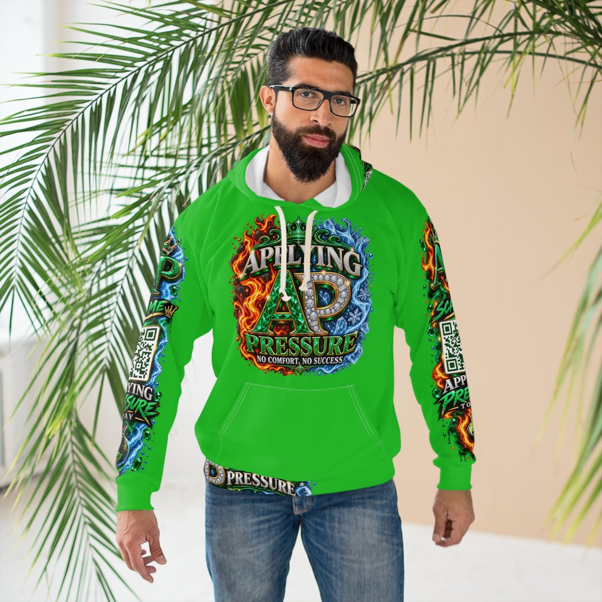 Applying Pressure Hoodie — Motivational Fire & Water Graphic Pullover