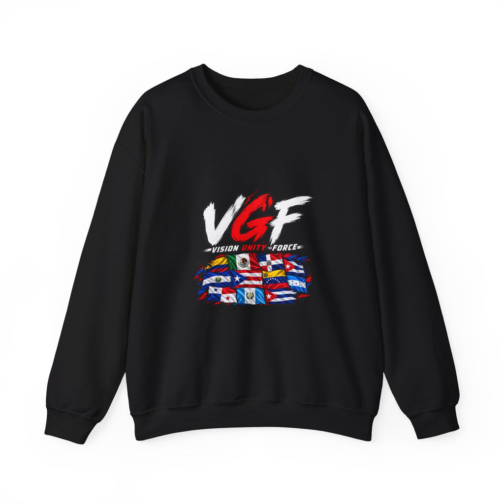 VG Fantasy Flag Crewneck Sweatshirt — VGF Logo with International Flag Collage