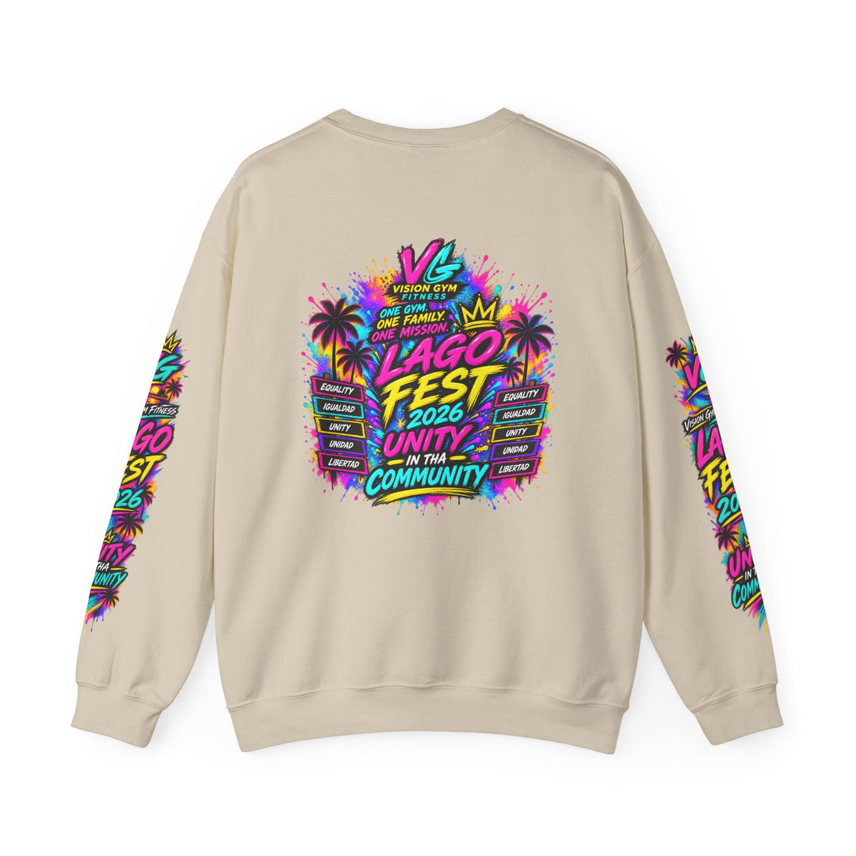 Crewneck Sweatshirt - Lago Fest Unity Neon Floral Graphic