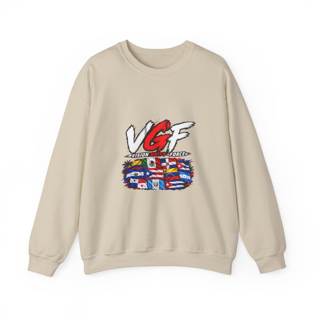 VG Fantasy Flag Crewneck Sweatshirt — VGF Logo with International Flag Collage