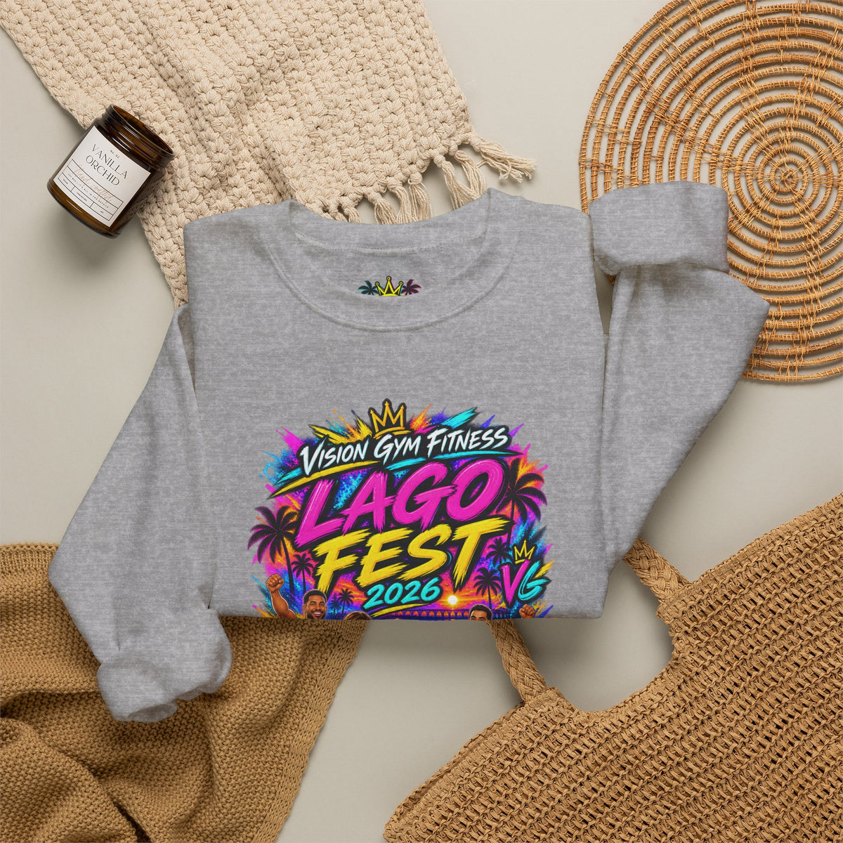 Crewneck Sweatshirt - Lago Fest Unity Neon Floral Graphic