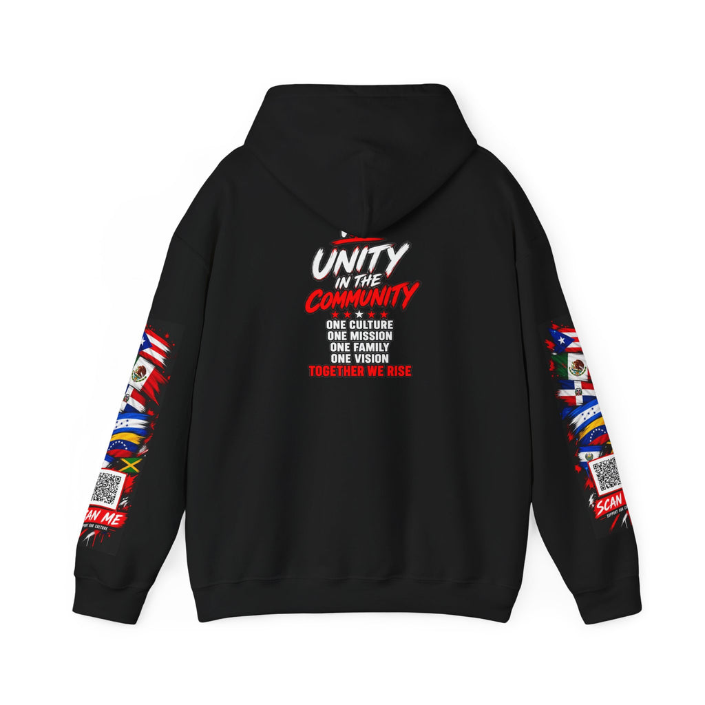 Unity Community Hoodie — VGF Flag Collage Graphic Hooded Sweatshirt