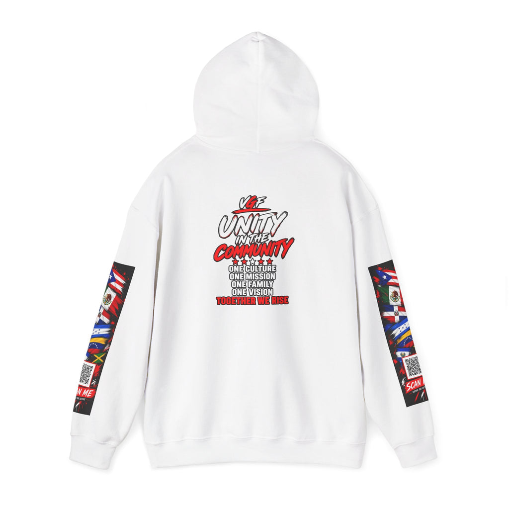 Unity Community Hoodie — VGF Flag Collage Graphic Hooded Sweatshirt