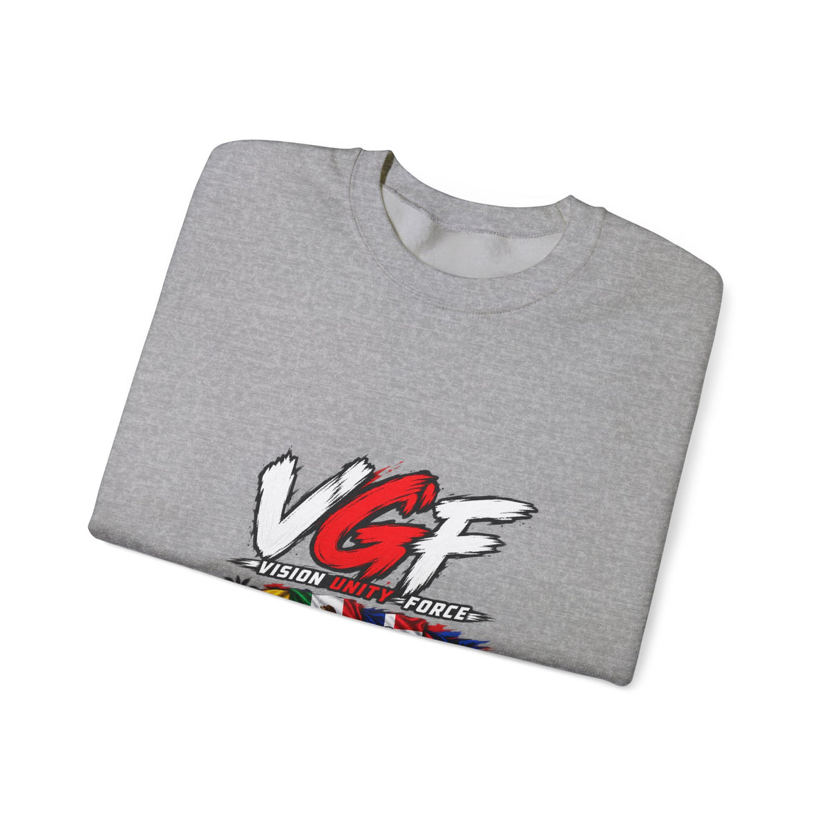 VG Fantasy Flag Crewneck Sweatshirt — VGF Logo with International Flag Collage