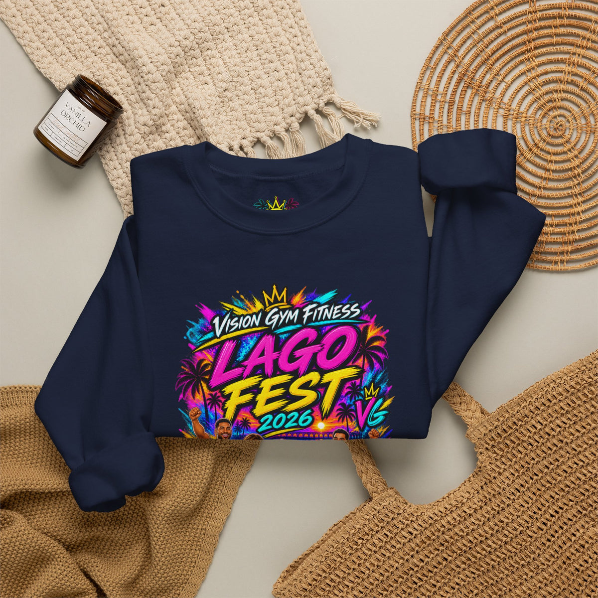 Crewneck Sweatshirt - Lago Fest Unity Neon Floral Graphic