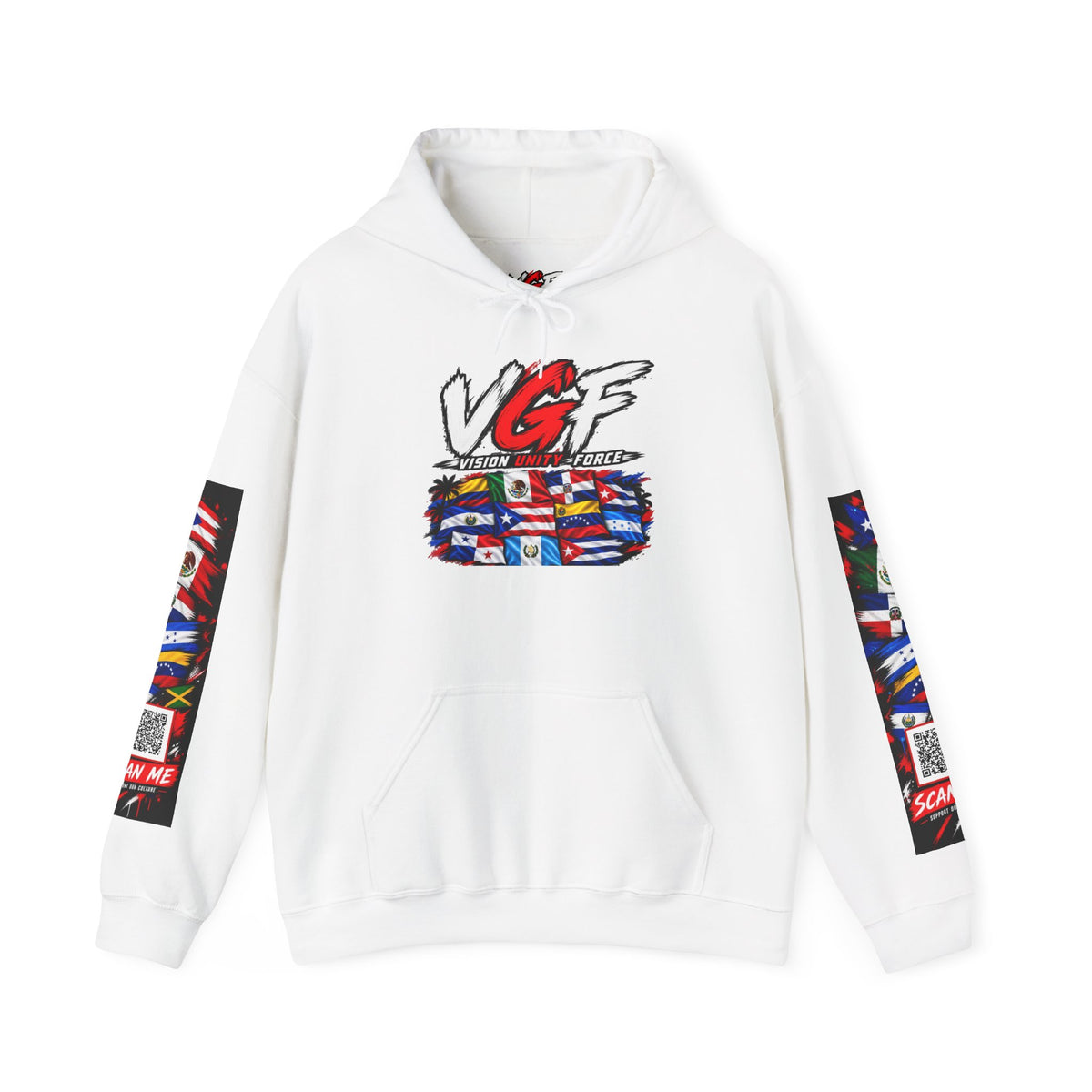 Unity Community Hoodie — VGF Flag Collage Graphic Hooded Sweatshirt