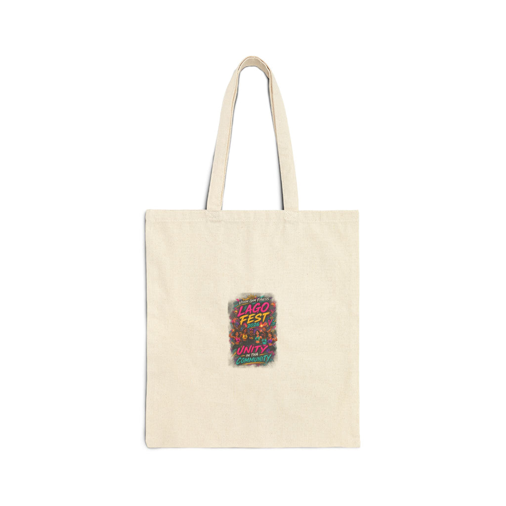 Festival Floral Tote Bag — 'LAGO FEST' Cotton Canvas Market Bag