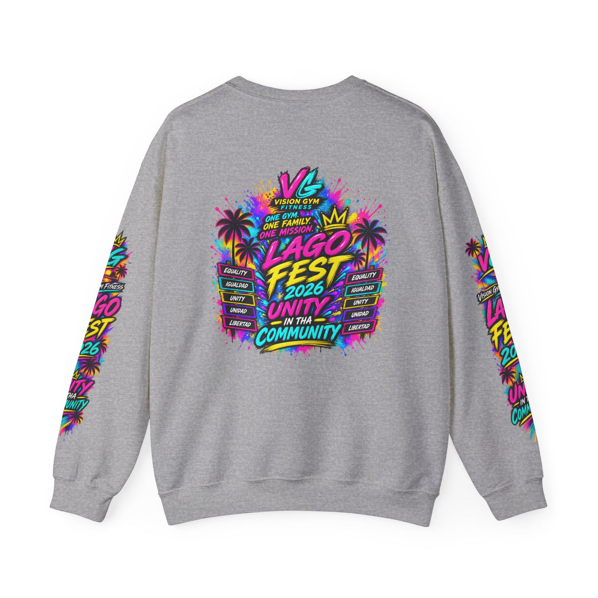 Crewneck Sweatshirt - Lago Fest Unity Neon Floral Graphic