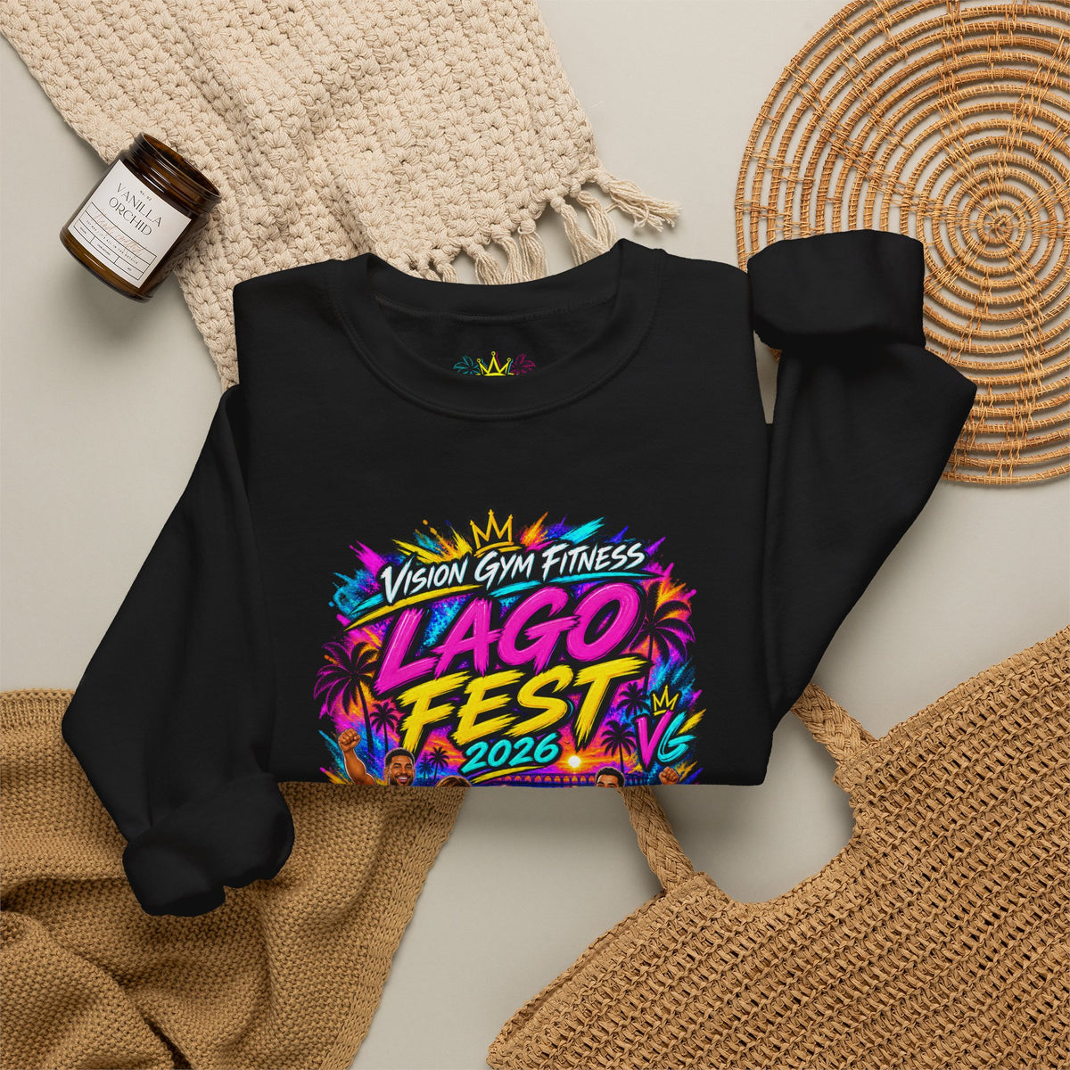 Crewneck Sweatshirt - Lago Fest Unity Neon Floral Graphic