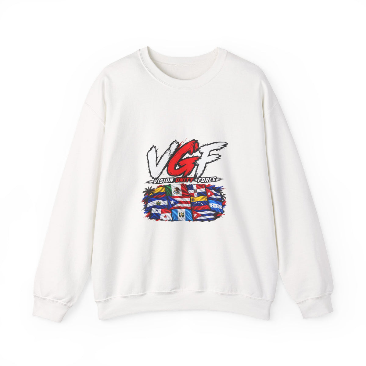 VG Fantasy Flag Crewneck Sweatshirt — VGF Logo with International Flag Collage